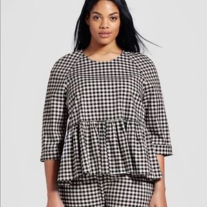 Victoria Beckham x Target peplum/gingham blouse.